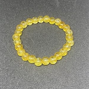Citrine Healing Crystal Hand Piece – 8mm Natural Gemstone Beads | Unisex Round Shape Chakra Energy Stone Bracelet