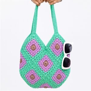 Shahi Aura Crochet Diamond Tote Bag